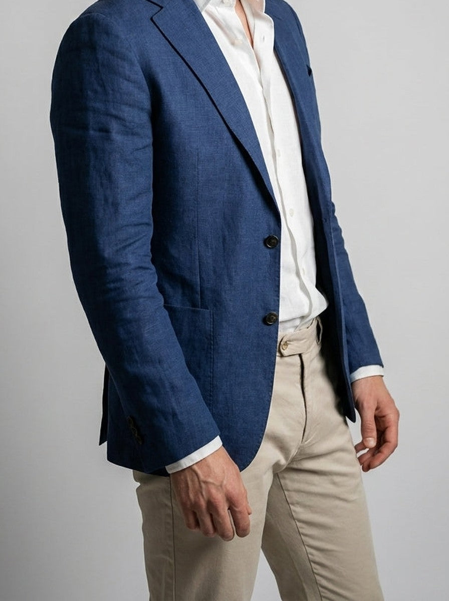 Men's Classic Linen Blend Notch Lapel Blazer