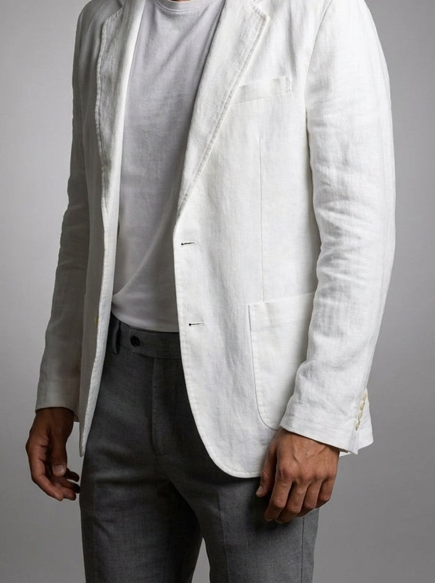 Men's Classic Linen Notch Lapel Blazer