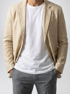 Men's Classic Linen Notch Lapel Blazer