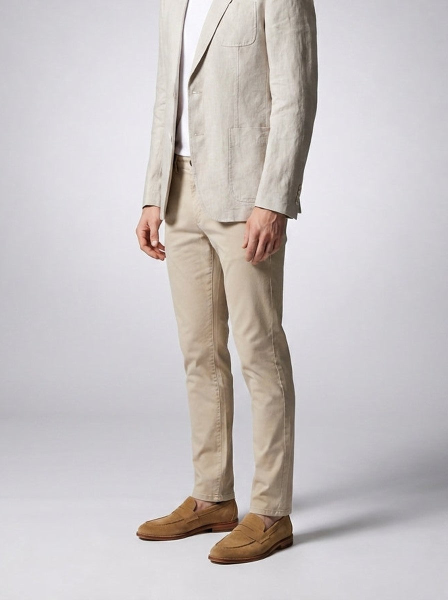 Men's Classic Linen Patch Pocket Blazer with Notch Lapels