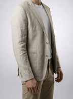 Men's Classic Linen Patch Pocket Blazer with Notch Lapels