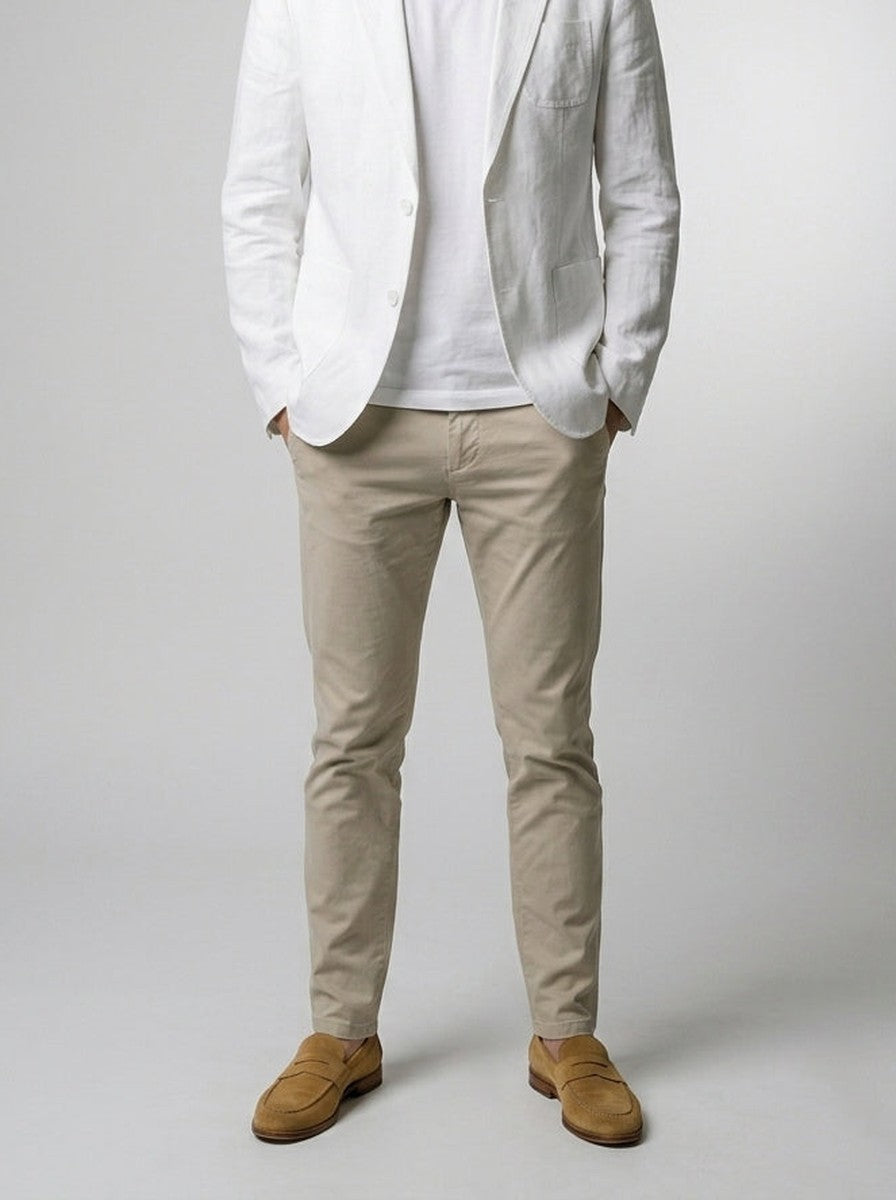 Men's Classic Linen Patch Pocket Blazer with Notch Lapels