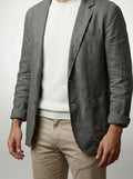 Men's Classic Linen Two Button Blazer with Notch Lapels