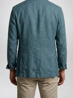 Men's Classic Linen Two Button Blazer with Notch Lapels