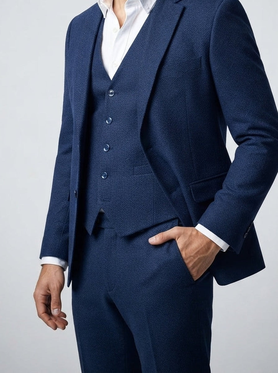 Men's Classic Single Breasted Three-Piece Wedding Suit
