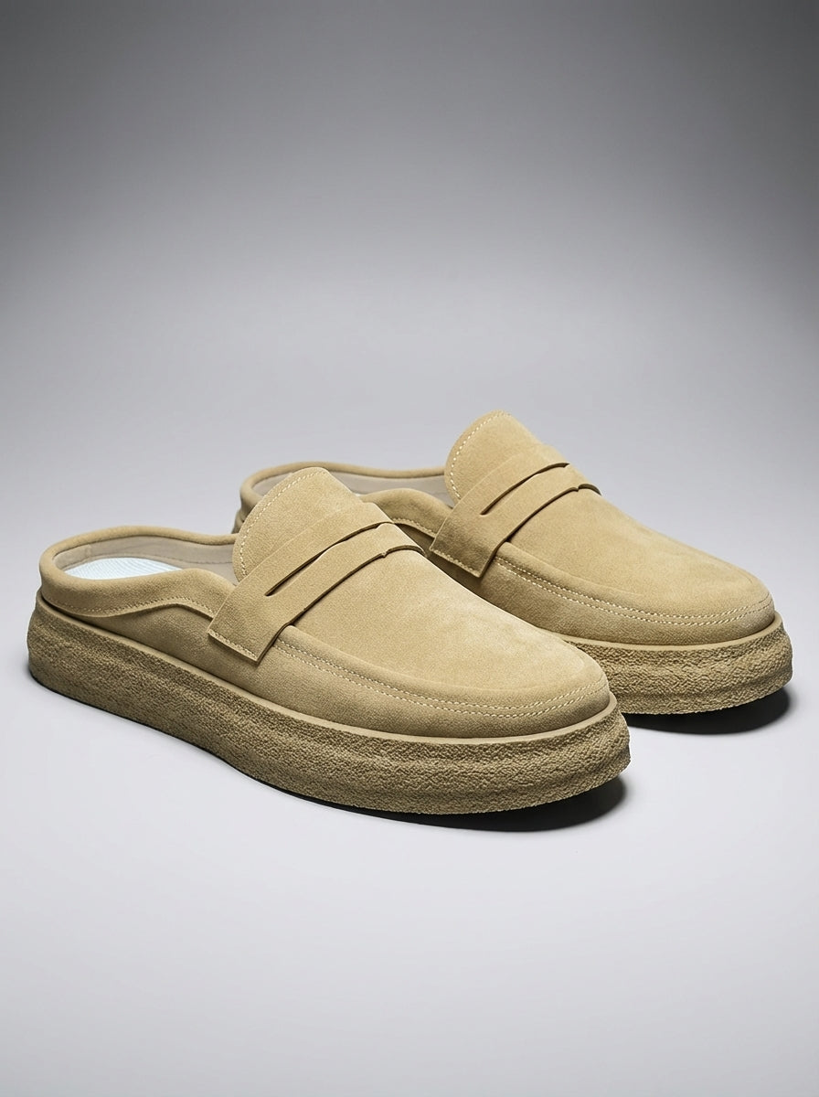 Men's Classic Slip-On Crepe Sole Penny Strap Loafer Mules