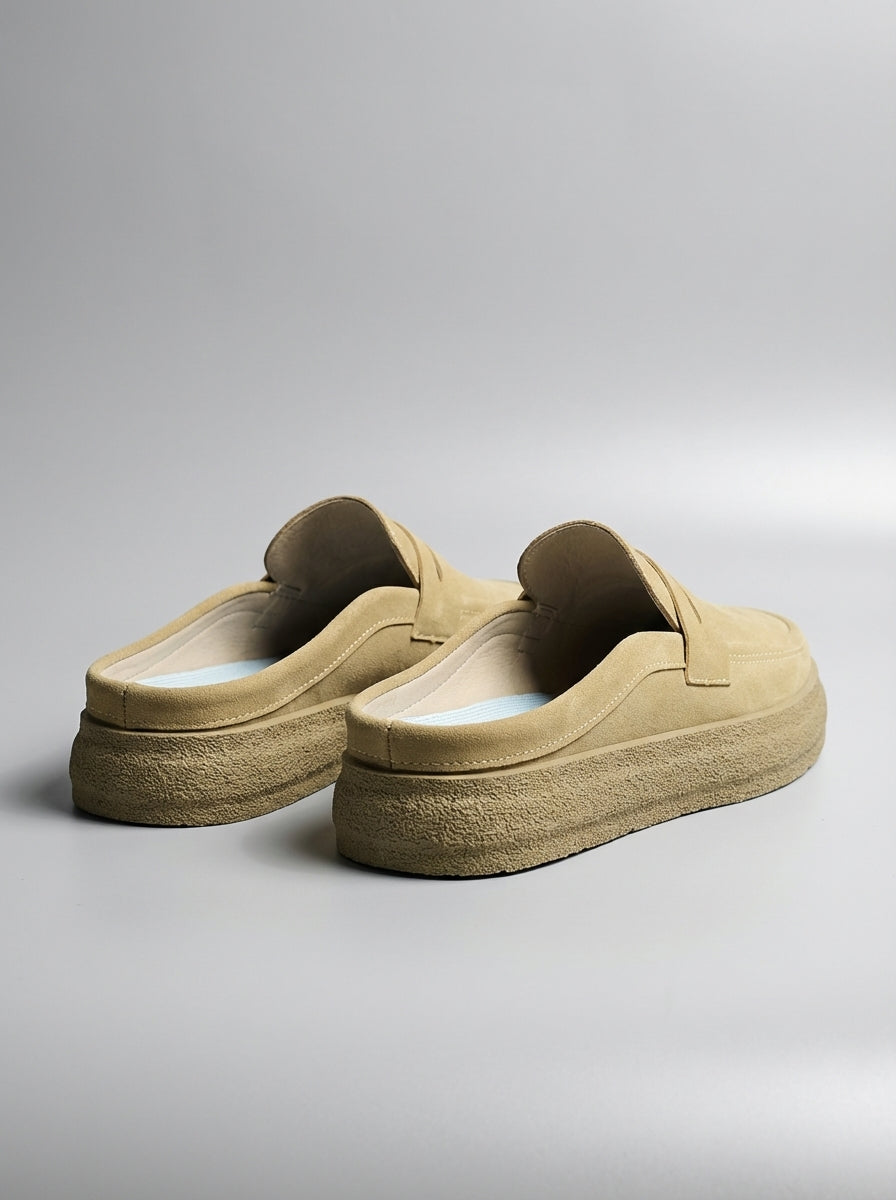 Men's Classic Slip-On Crepe Sole Penny Strap Loafer Mules