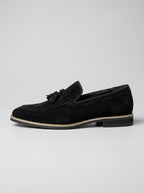 Men's Classic Slip-On Suede Tassel Loafers with Contrast Welt