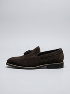 Men's Classic Slip-On Suede Tassel Loafers with Contrast Welt