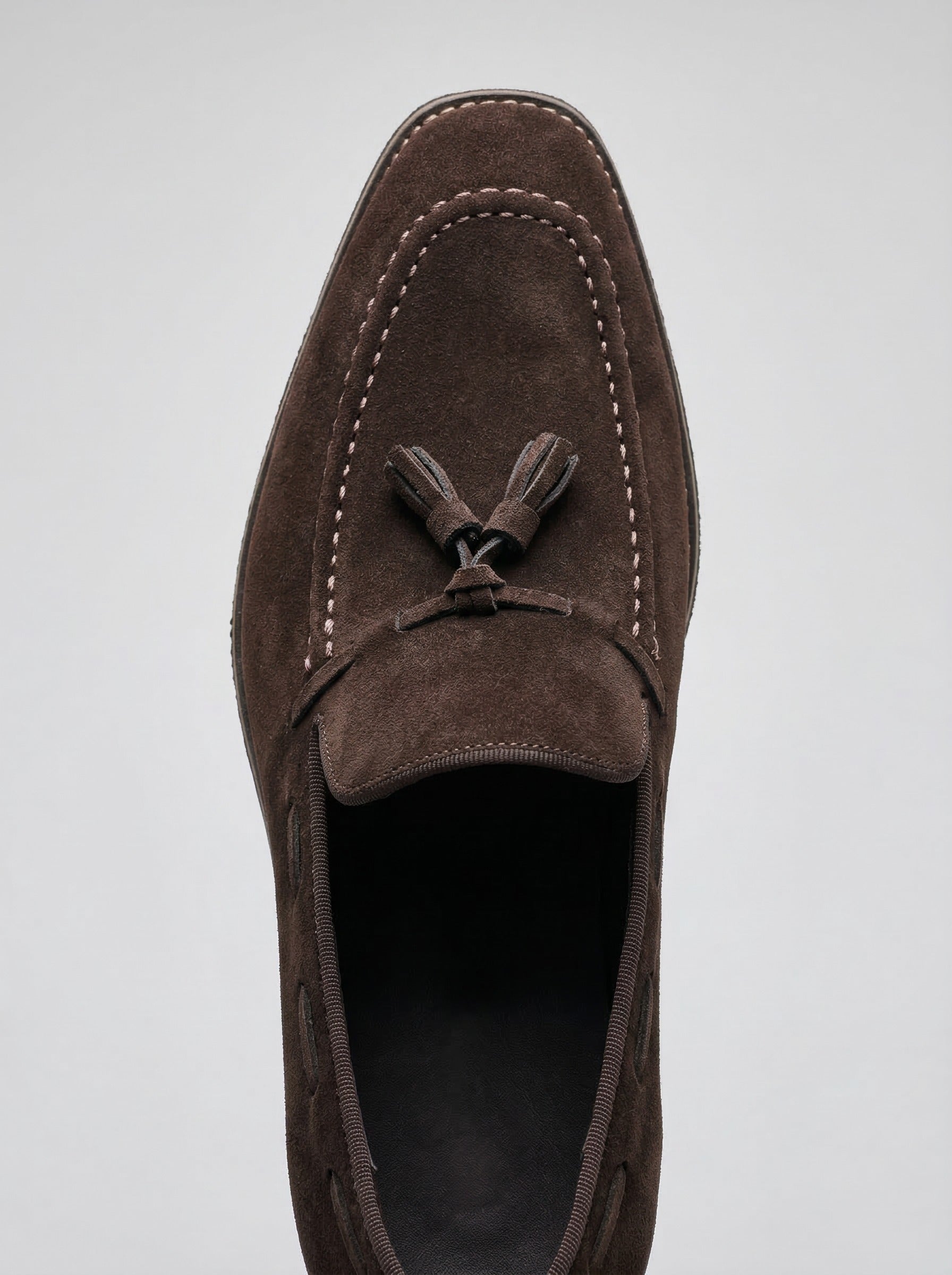 Men's Classic Slip-On Suede Tassel Loafers with Contrast Welt