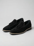 Men's Classic Slip-On Suede Tassel Loafers with Contrast Welt