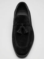 Men's Classic Slip-On Suede Tassel Loafers with Contrast Welt