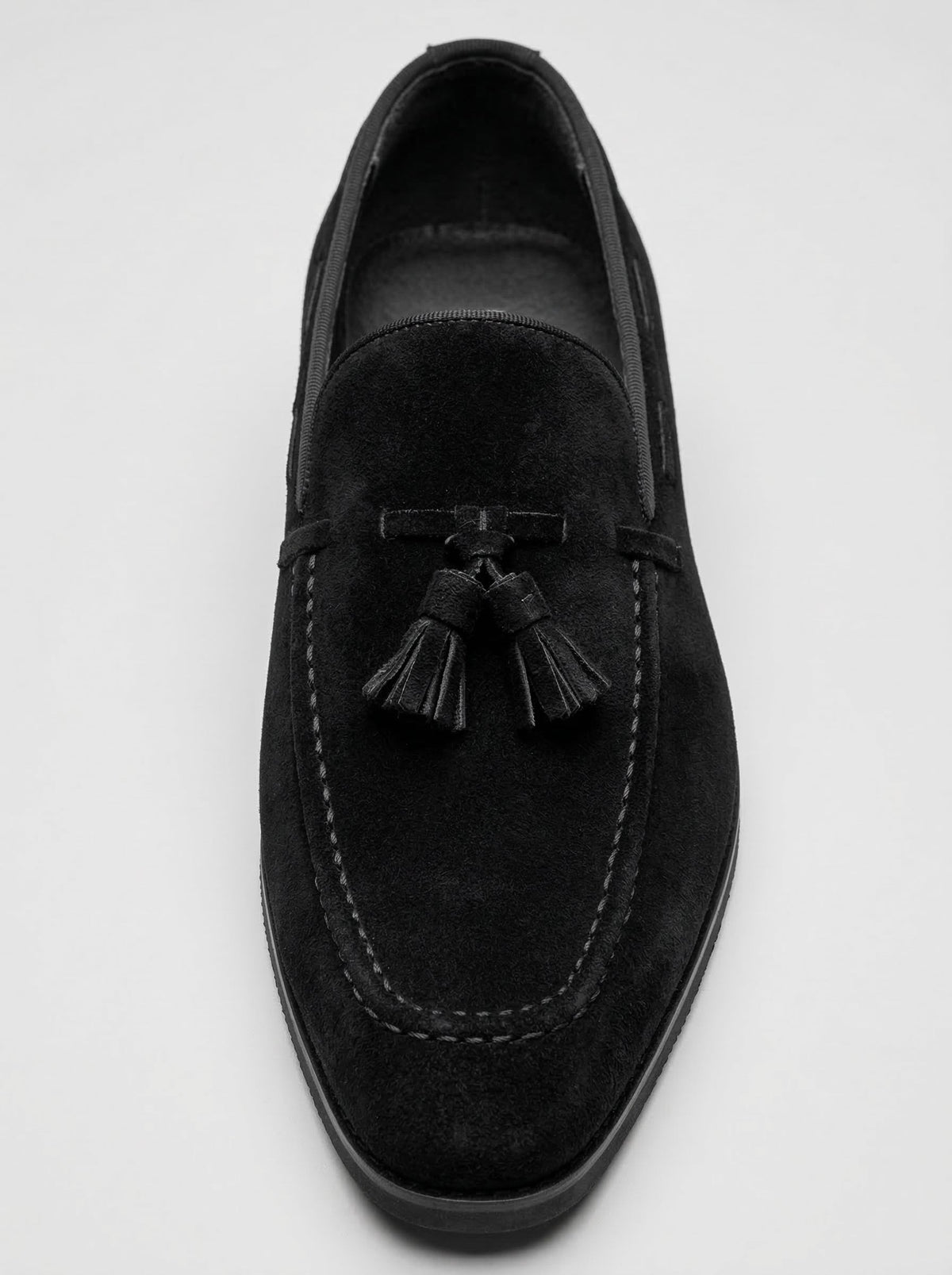 Men's Classic Slip-On Suede Tassel Loafers with Contrast Welt
