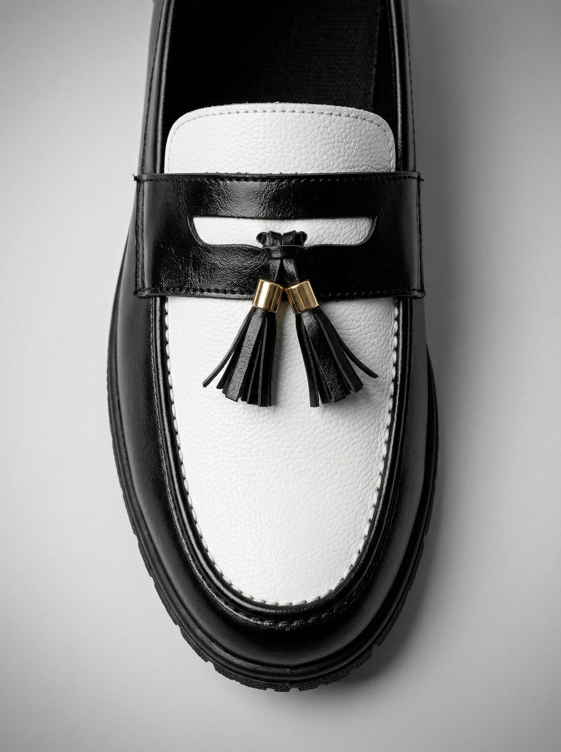 Men's Classic Slip-On Two Tone Leather Tassel Loafers