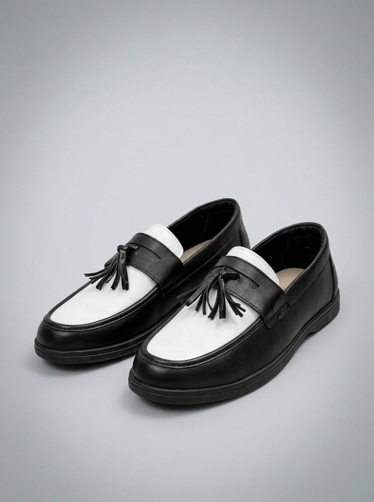 Men's Classic Slip-On Two Tone Leather Tassel Loafers