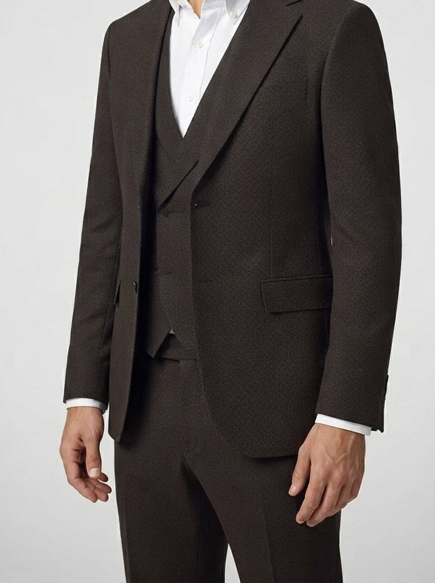 Men's Classic Three-Piece Wedding Suit with Notch Lapels