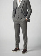 Men's Classic Three-Piece Wedding Suit with Notch Lapels