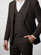 Men's Classic Three-Piece Wedding Suit with Notch Lapels