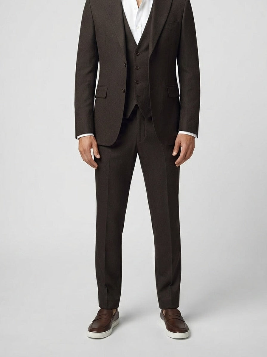 Men's Classic Three-Piece Wedding Suit with Notch Lapels