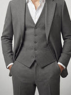 Men's Classic Three-Piece Wedding Suit with Notch Lapels
