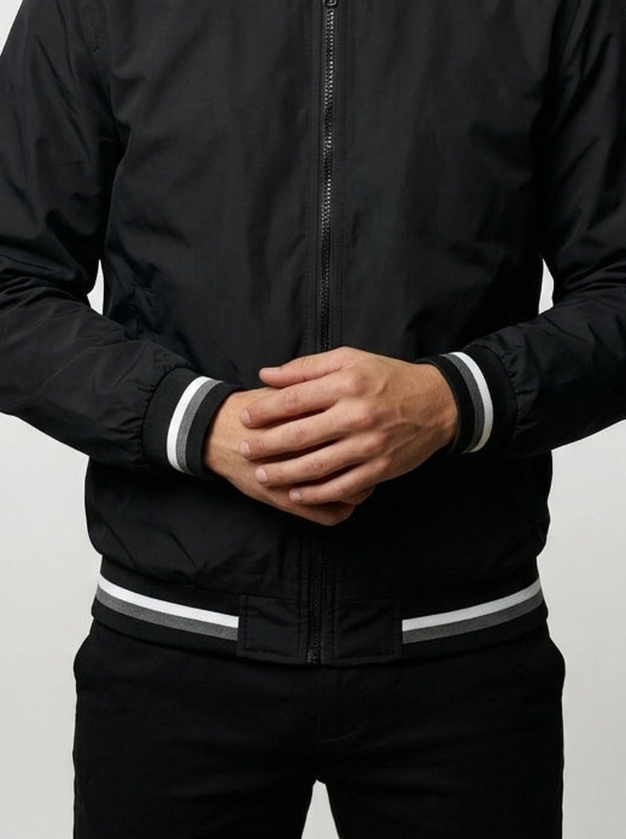 Men's Contrast Stripe Bomber Jacket