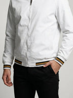 Men's Contrast Stripe Bomber Jacket