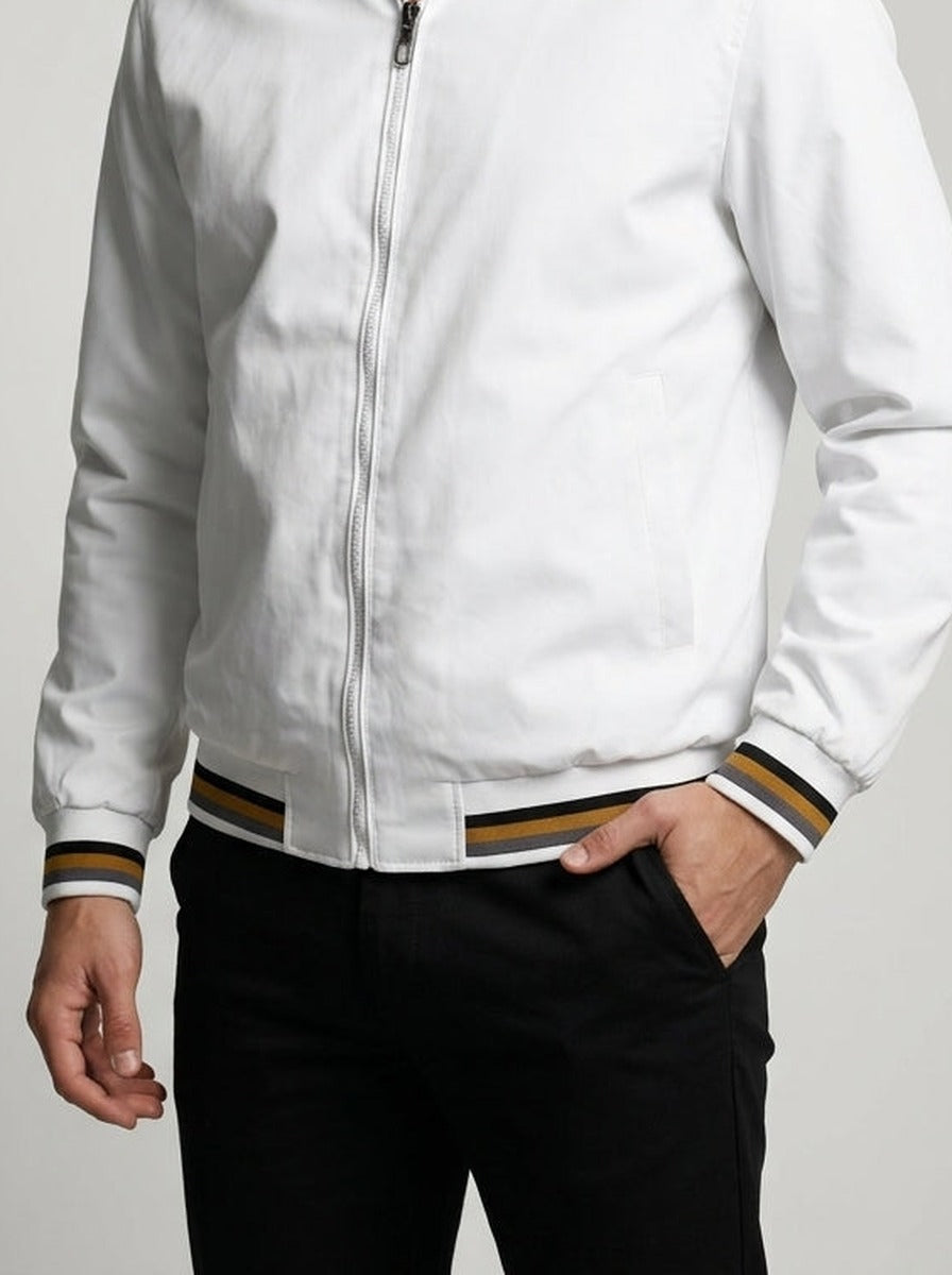 Men's Contrast Stripe Bomber Jacket