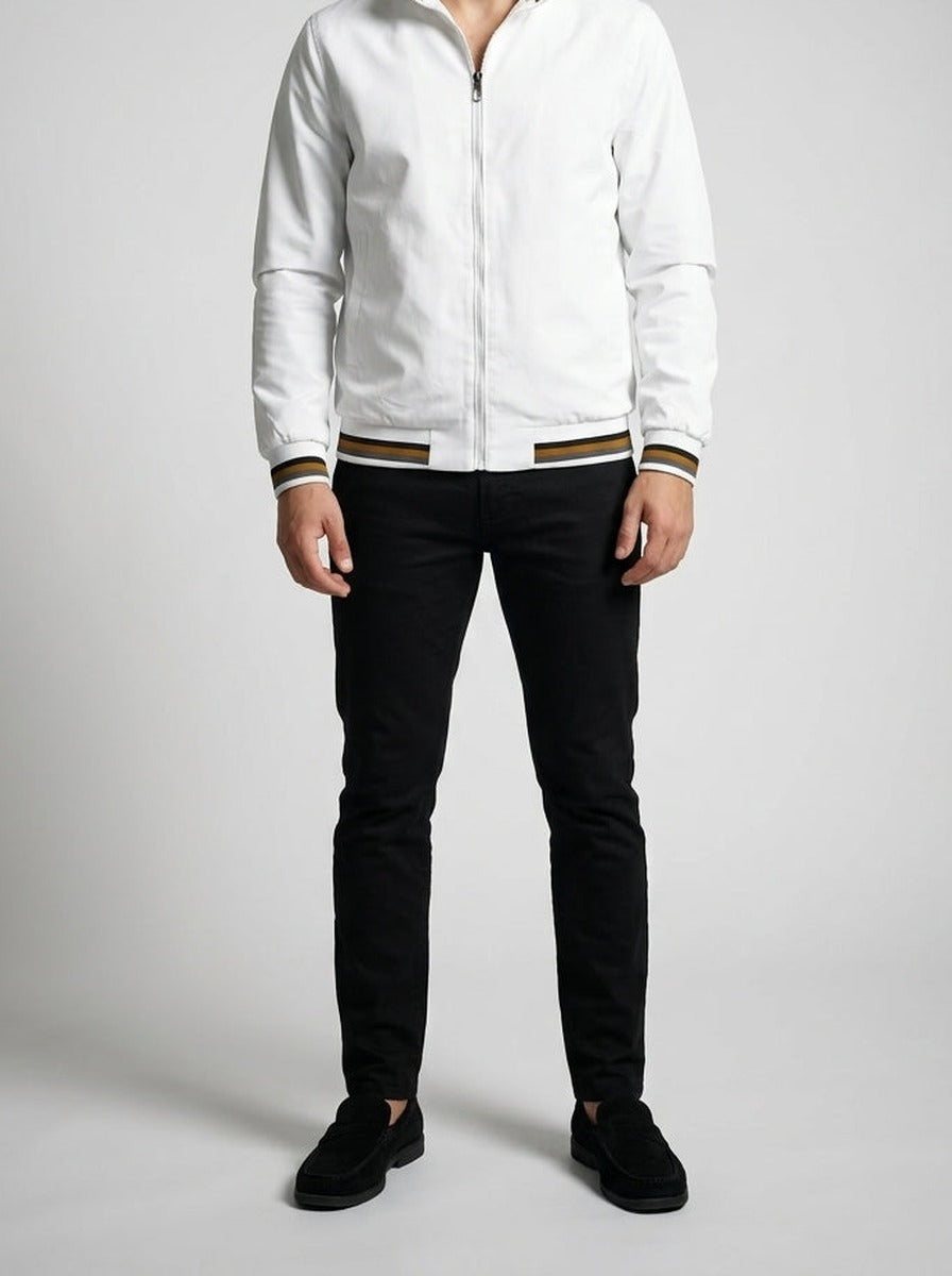 Men's Contrast Stripe Bomber Jacket