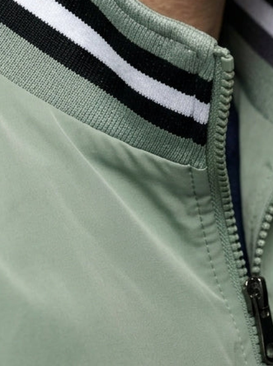 Men's Contrast Stripe Bomber Jacket