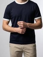 Men's Contrast Trim Cotton Crew Neck T-Shirt