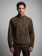 Men's Distressed Textured Moto Jacket