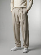 Men's Double Pleat Wide Leg Trousers