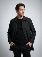 Men's Flat Collar Button Through Mid Length Trench Coat