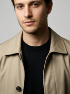 Men's Flat Collar Button Through Mid Length Trench Coat