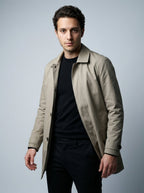 Men's Flat Collar Button Through Mid Length Trench Coat