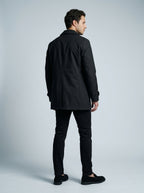 Men's Flat Collar Button Through Mid Length Trench Coat