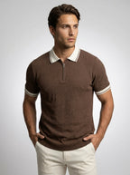 Men's Gauge Knit Quarter Zip Polo Shirt