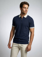 Men's Gauge Knit Quarter Zip Polo Shirt