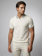 Men's Gauge Knit Quarter Zip Polo Shirt