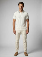 Men's Gauge Knit Quarter Zip Polo Shirt