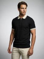 Men's Gauge Knit Quarter Zip Polo Shirt