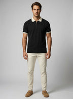 Men's Gauge Knit Quarter Zip Polo Shirt