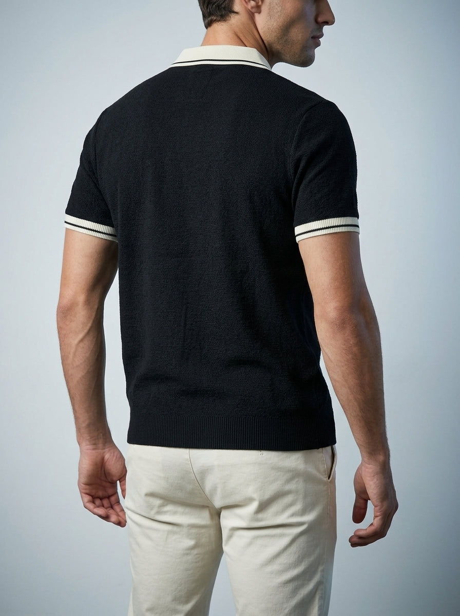 Men's Gauge Knit Quarter Zip Polo Shirt