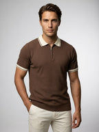 Men's Gauge Knit Quarter Zip Polo Shirt