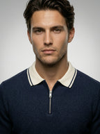 Men's Gauge Knit Quarter Zip Polo Shirt