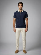Men's Gauge Knit Quarter Zip Polo Shirt