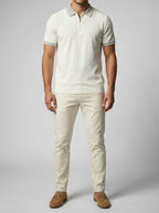 Men's Gauge Knit Quarter Zip Summer Polo Shirt