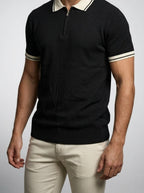 Men's Gauge Knit Quarter Zip Summer Polo Shirt