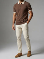 Men's Gauge Knit Quarter Zip Summer Polo Shirt