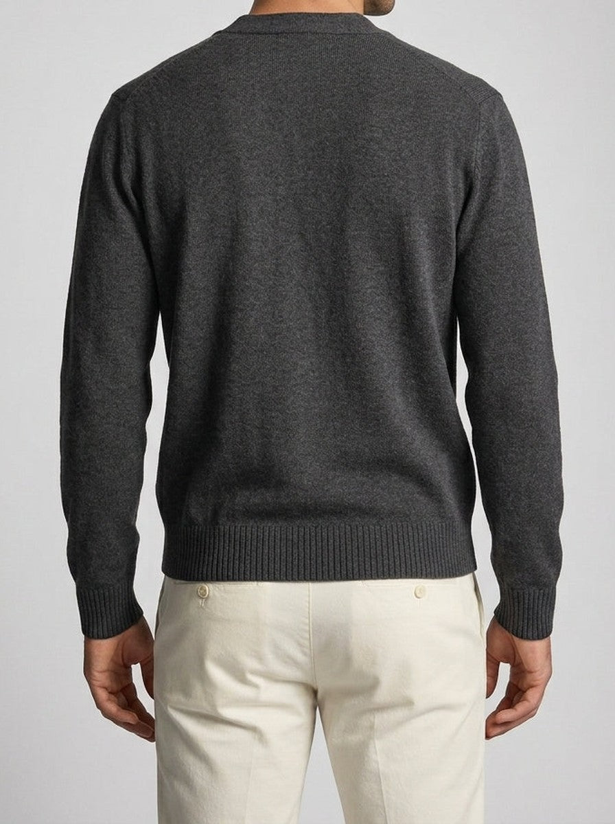 Men's Gauge Knit V-Neck Button Front Cardigan